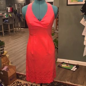 Orange halter bodycon dress